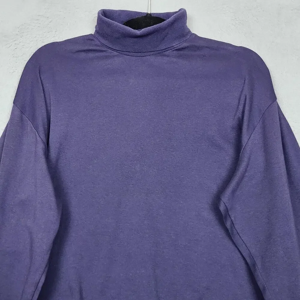 Paul Fredrick Sweater Mens XL Purple Cotton Turtleneck Knit Pullover Made USA